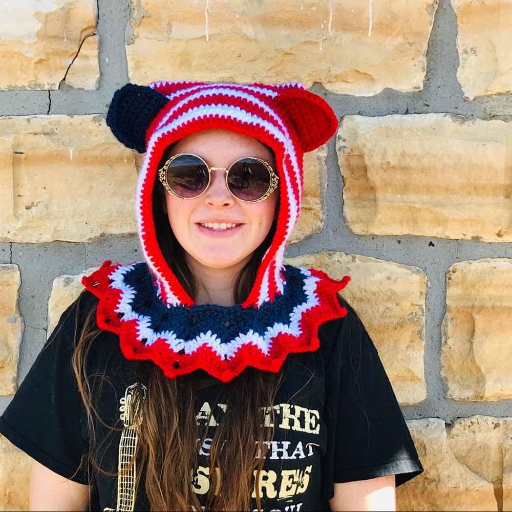 Grateful Dead Dancing Bear Patriotic Hood/Cowl